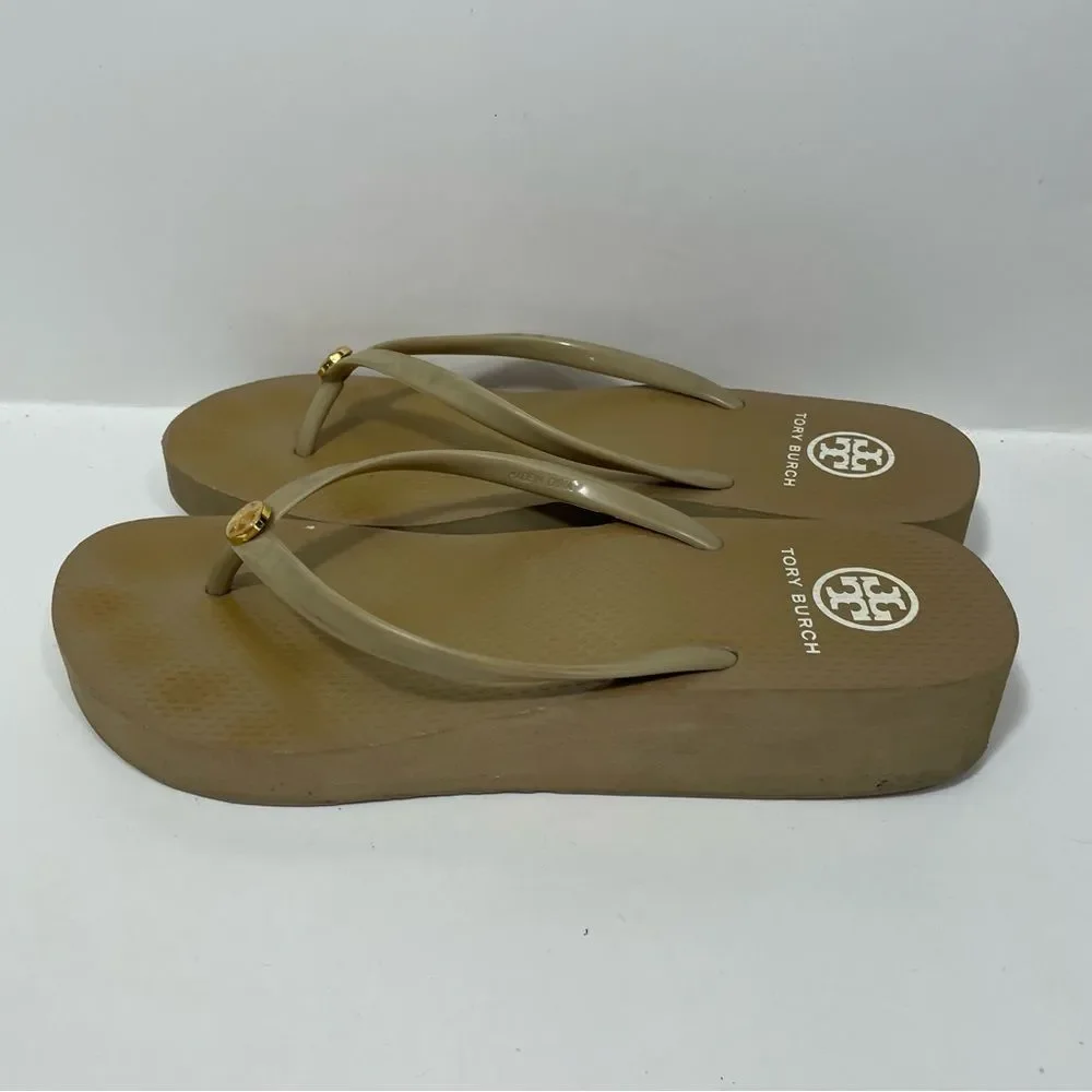 Tory Burch Gold Platform Thong Sandals